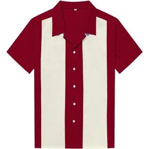 Men's 50s Male Clothing Rockabilly Style Cotton Mens Shirts Short Sleeve Fifties